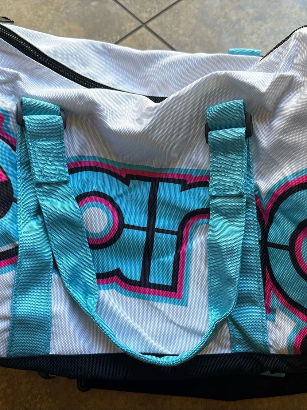 Bang Energy Teal and White Mini Duffel Bag with Shoulder Strap